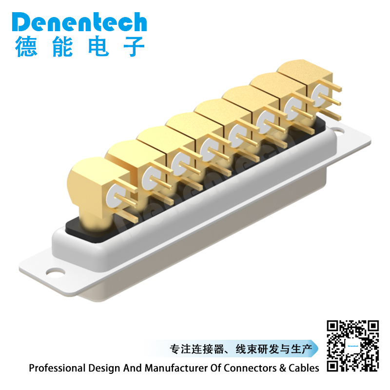 Denentech High quality 8W8 high power DB connector female coaxial right angle DIP pcb power connector d-sub connectors